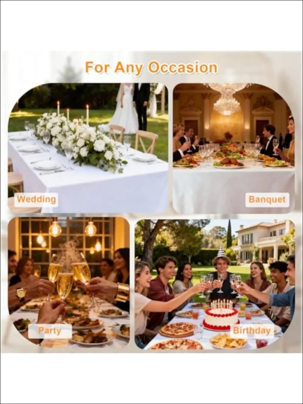 10 Pack 60x102In Rectangle Polyester Table Cloths Stain Resistant